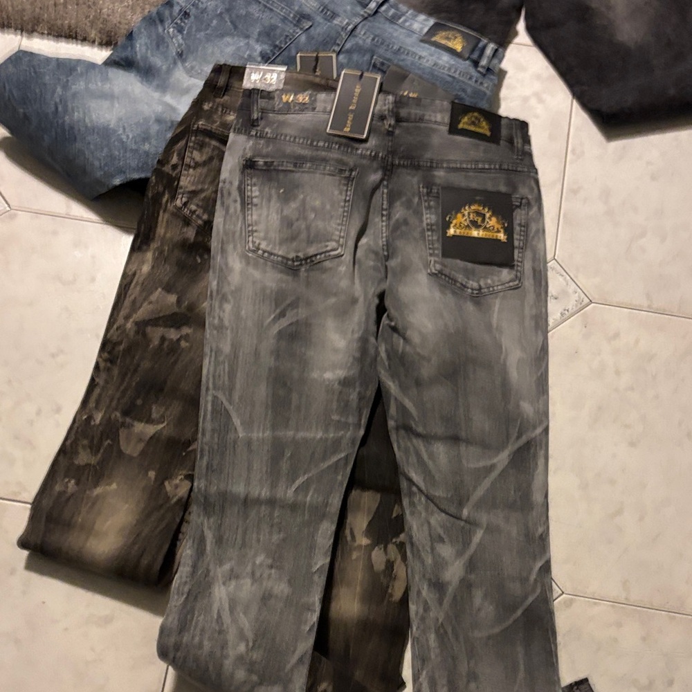 Men's Slim Fit Distressed Jeans - Black, Gray, Blue - Picture 7 of 9